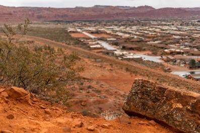 Desert landscape with Ivins, Utah in background